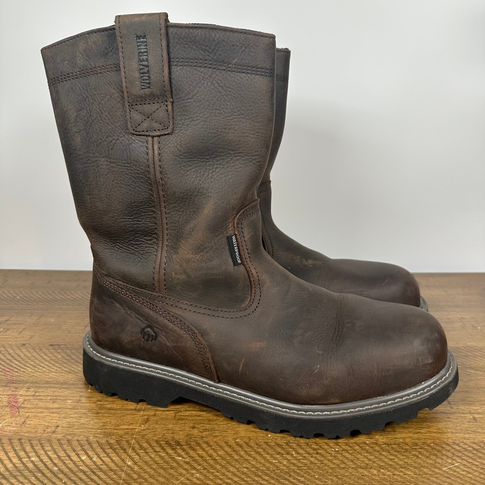 Wolverine Boots Mens 11.5M Brown Floorhand Wellington Steel Toe Work Pull On WP